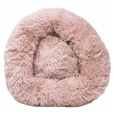 PETPURIFIERS Nestler High-Grade Plush & Soft Rounded Dog Bed, Pink - Medium PE2640418